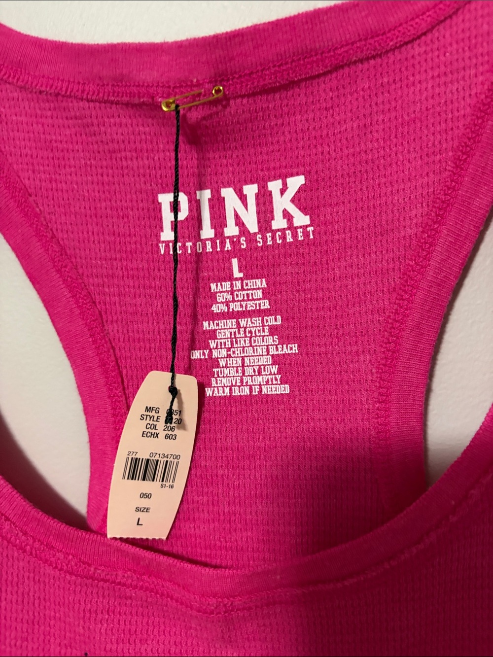 Victoria's Secret PINK Hot Pink Ribbed Racerback Tank - Picture 4 of 4